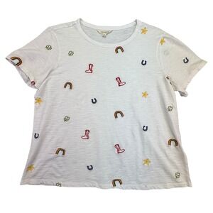 Lucky Brand Shirt Women's Large Boots Four Leaf Clover St. Patrick's Day T-Shirt